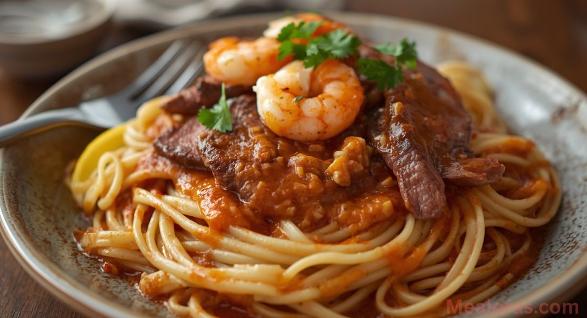 Calabrian Steak and Shrimp Bucatini Recipe