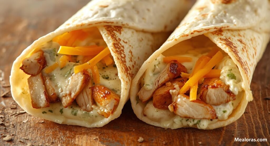 cheesy garlic chicken wraps