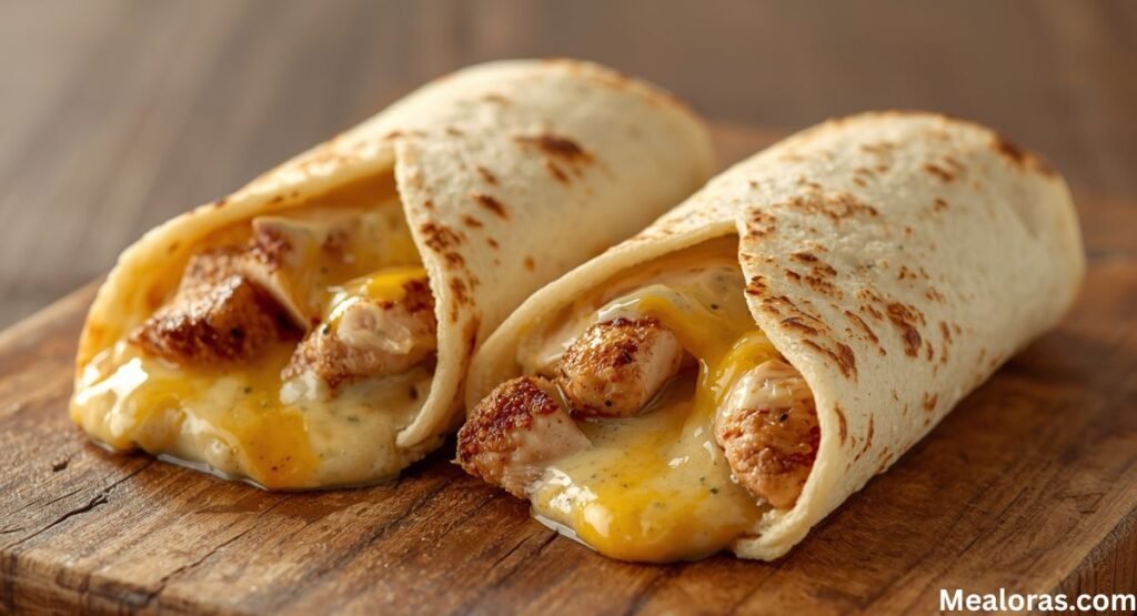 cheesy garlic chicken wraps