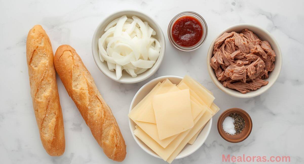 Ingredients for Buona Beef Tuna Genovese recipe including Italian tuna, onions, olive oil, tomato paste, and provolone