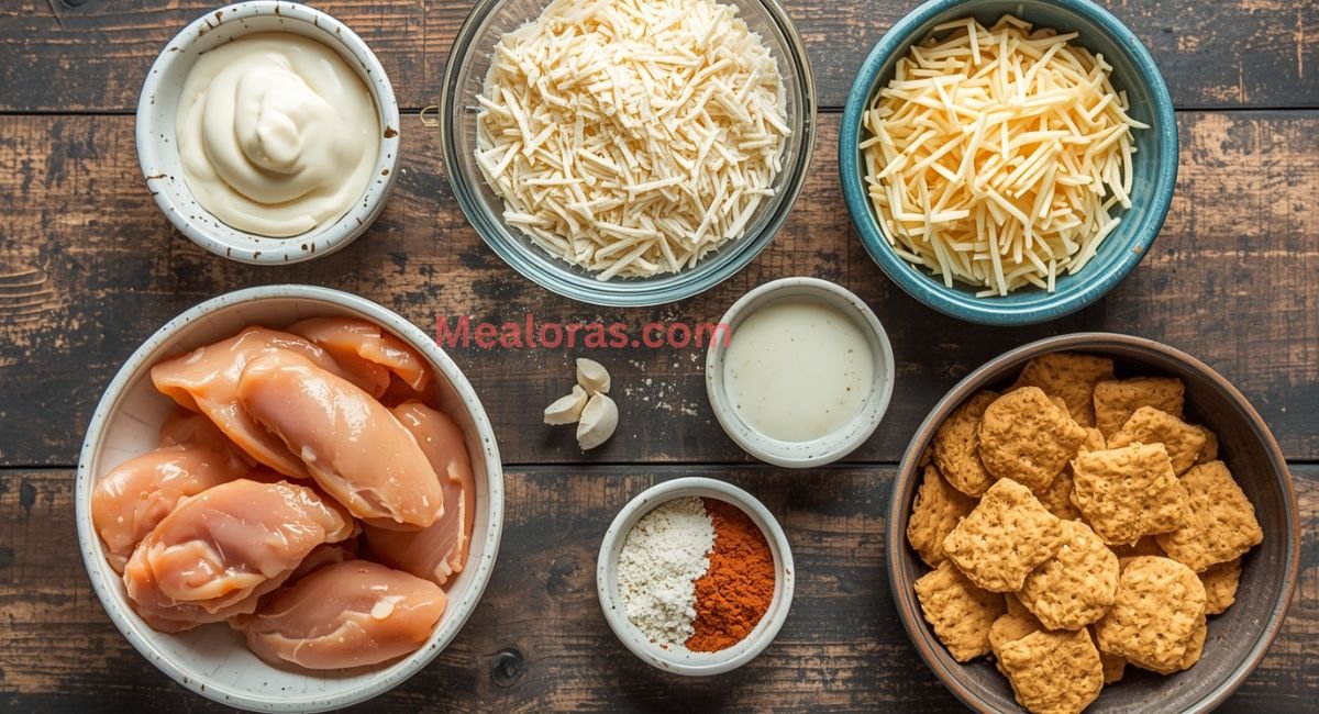 Crispy crack chicken tenders coated in Ritz crackers and baked to golden perfection