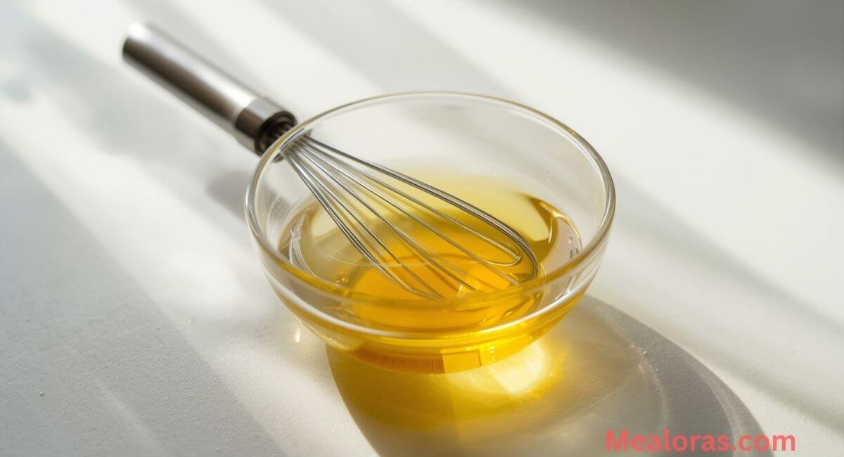 Lemon vinaigrette dressing made with olive oil and lemon juice for a zesty quinoa salad flavor