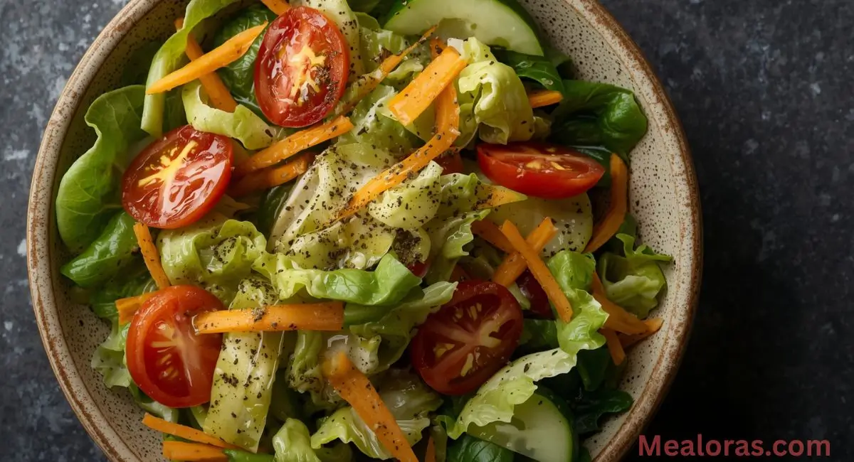 Lexingtonian salad topped with feta cheese, fresh herbs, and cracked black pepper
