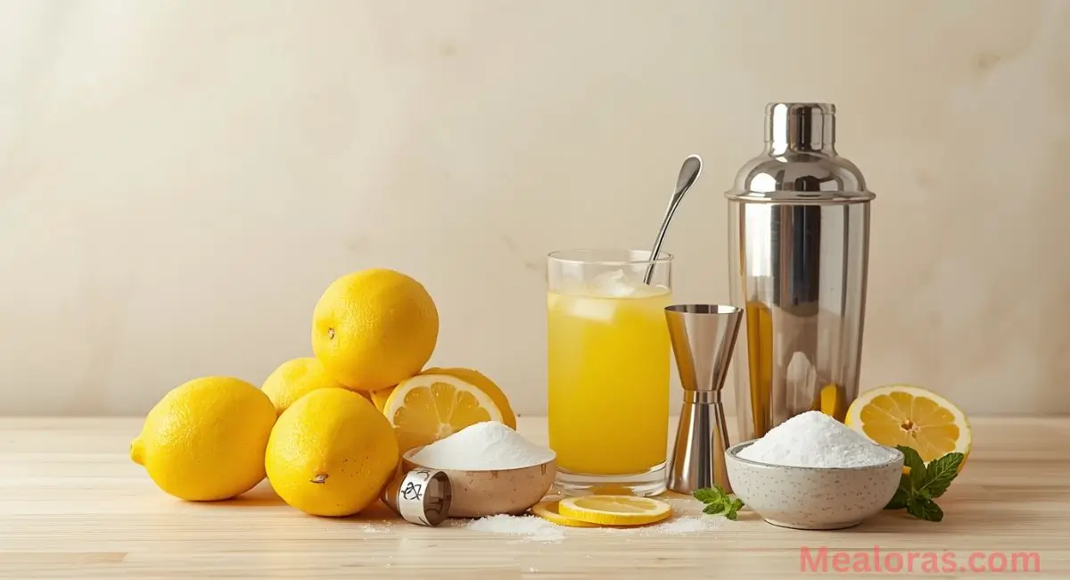 Ingredients for Pineapple Lemon Drop Mocktail including pineapple juice, fresh lemon, honey, and optional garnish
