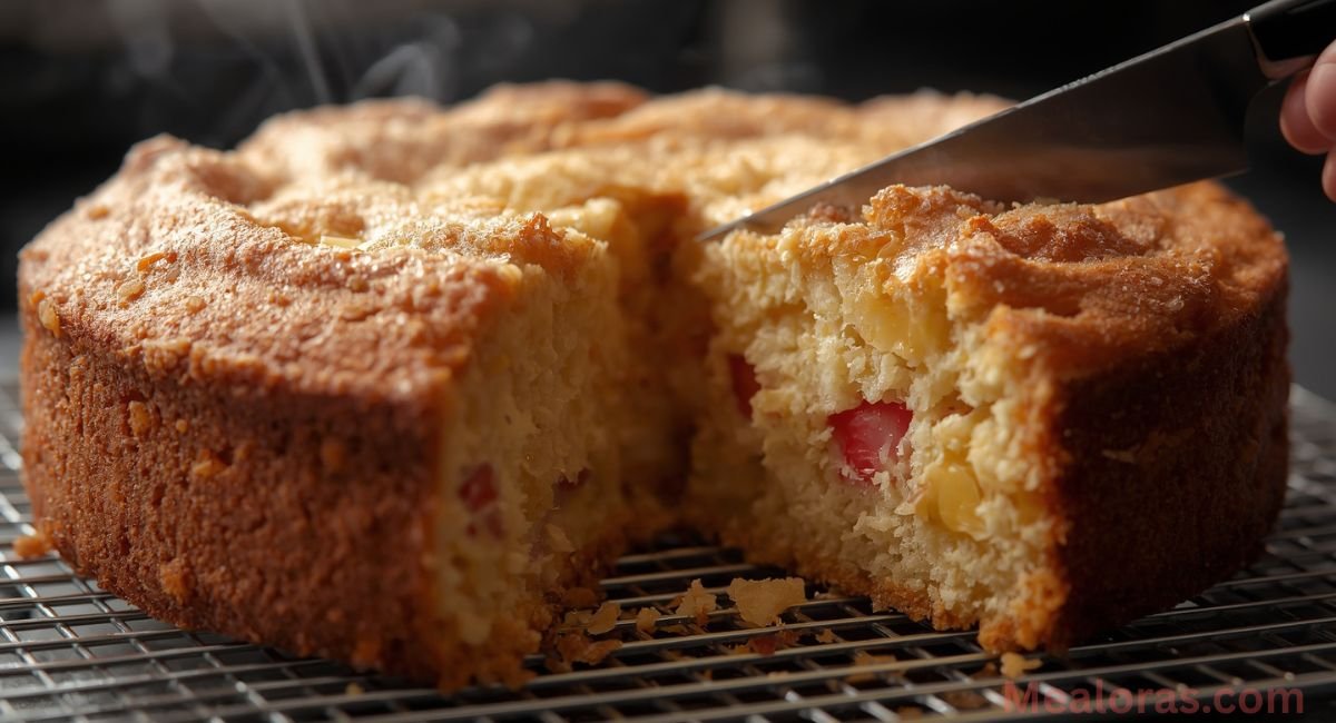 Bundt cake version of pineapple strawberry pound cake with drizzle glaze