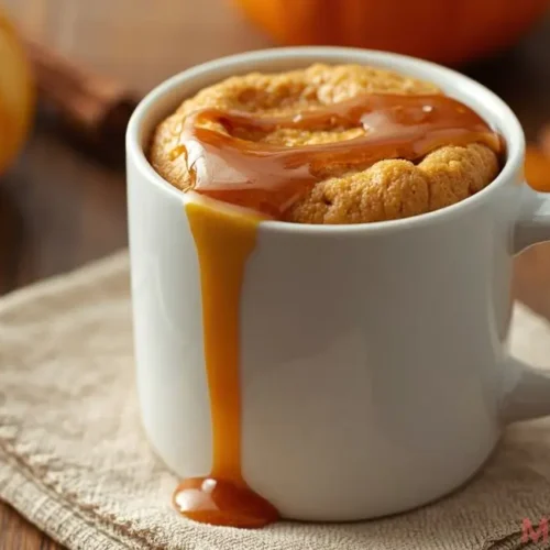 Pumpkin cinnamon cottage cheese mug cake — warm, fluffy, and protein-packed fall dessert
