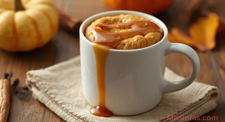 Pumpkin cinnamon cottage cheese mug cake — warm, fluffy, and protein-packed fall dessert