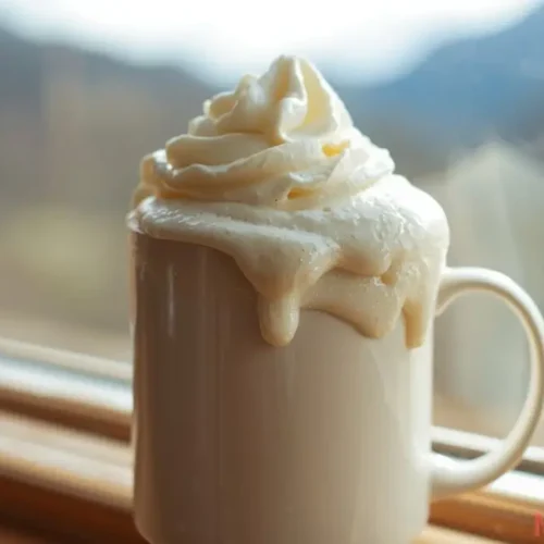 Creamy summer moon milk in a cozy white mug topped with frothy foam and a sprinkle of cinnamon
