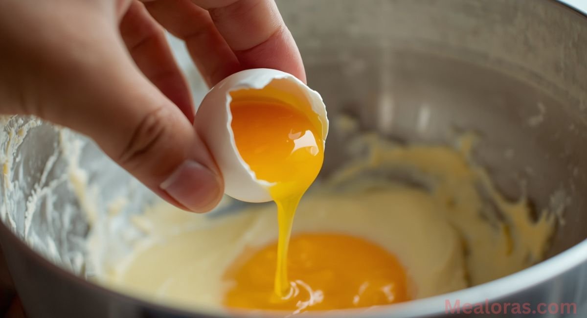 Close-up of a tropical pound cake made with pineapple and strawberries, topped with glaze.