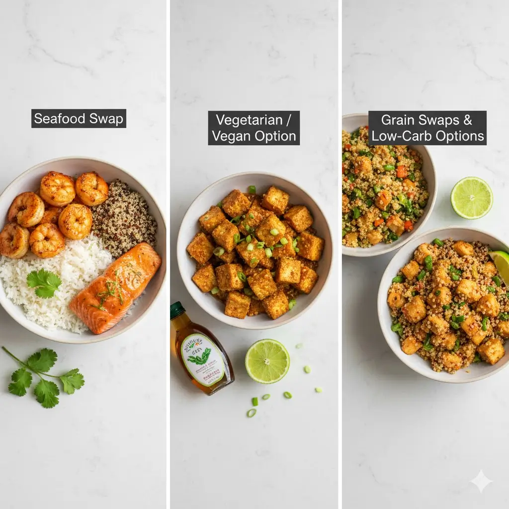 Variations and substitutions for a sweet-lime dish: seafood, vegetarian, and grain swap options for easy meal customization