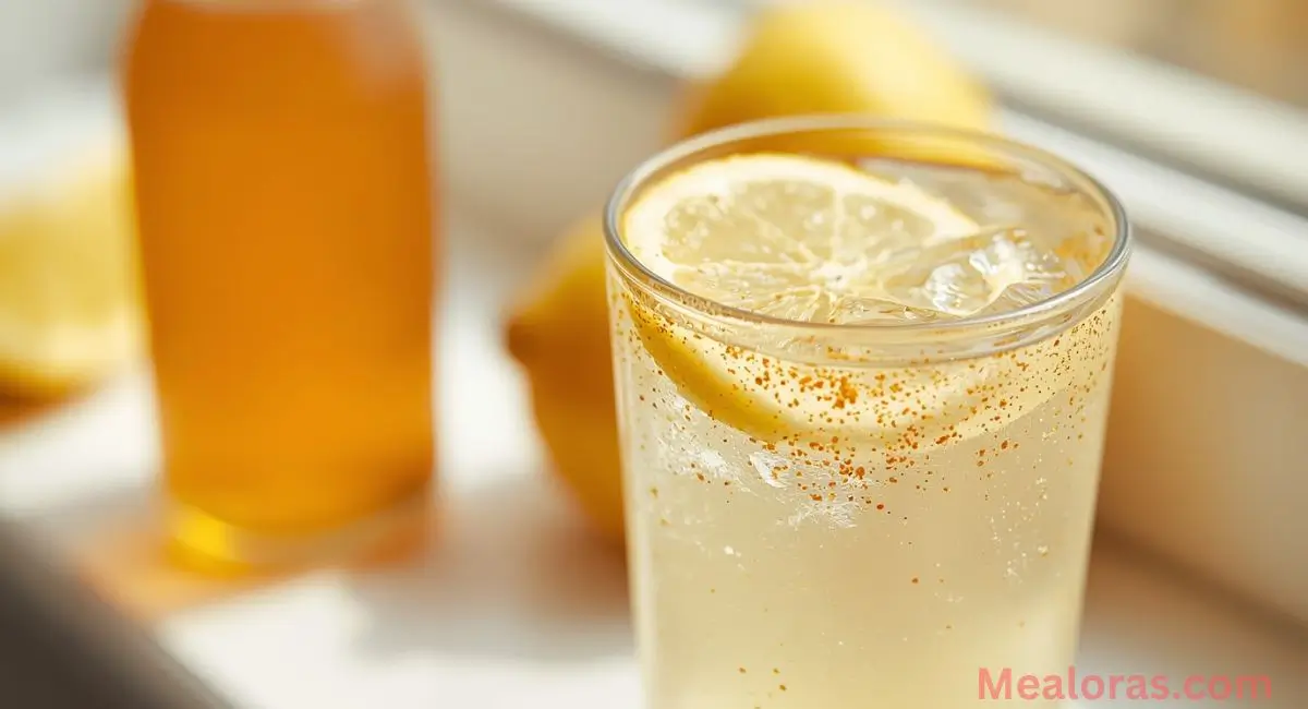 Lemon water cayenne pepper drink stored in a glass jar, ready to enjoy fresh or chilled