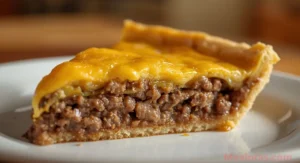 Pioneer Woman Cheeseburger Pie with golden crust and melted cheddar cheese