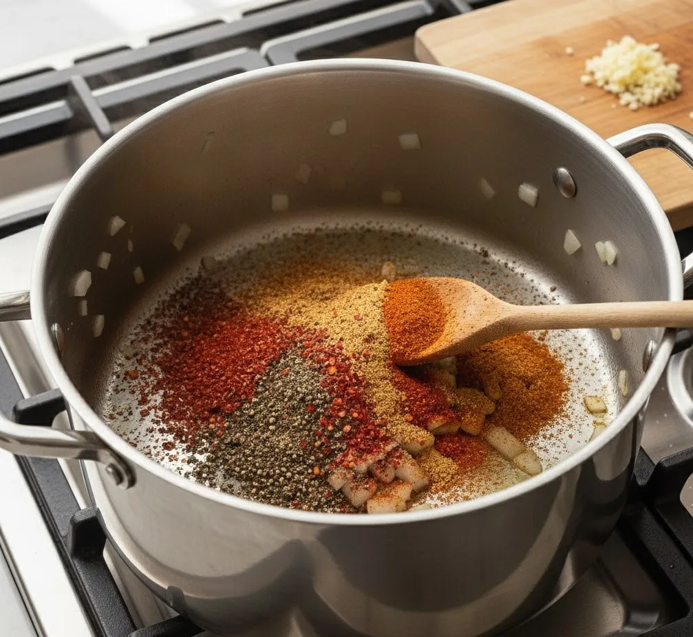 smoked paprika, cumin, chili powder, Cajun seasoning, and black pepper to pinto beans