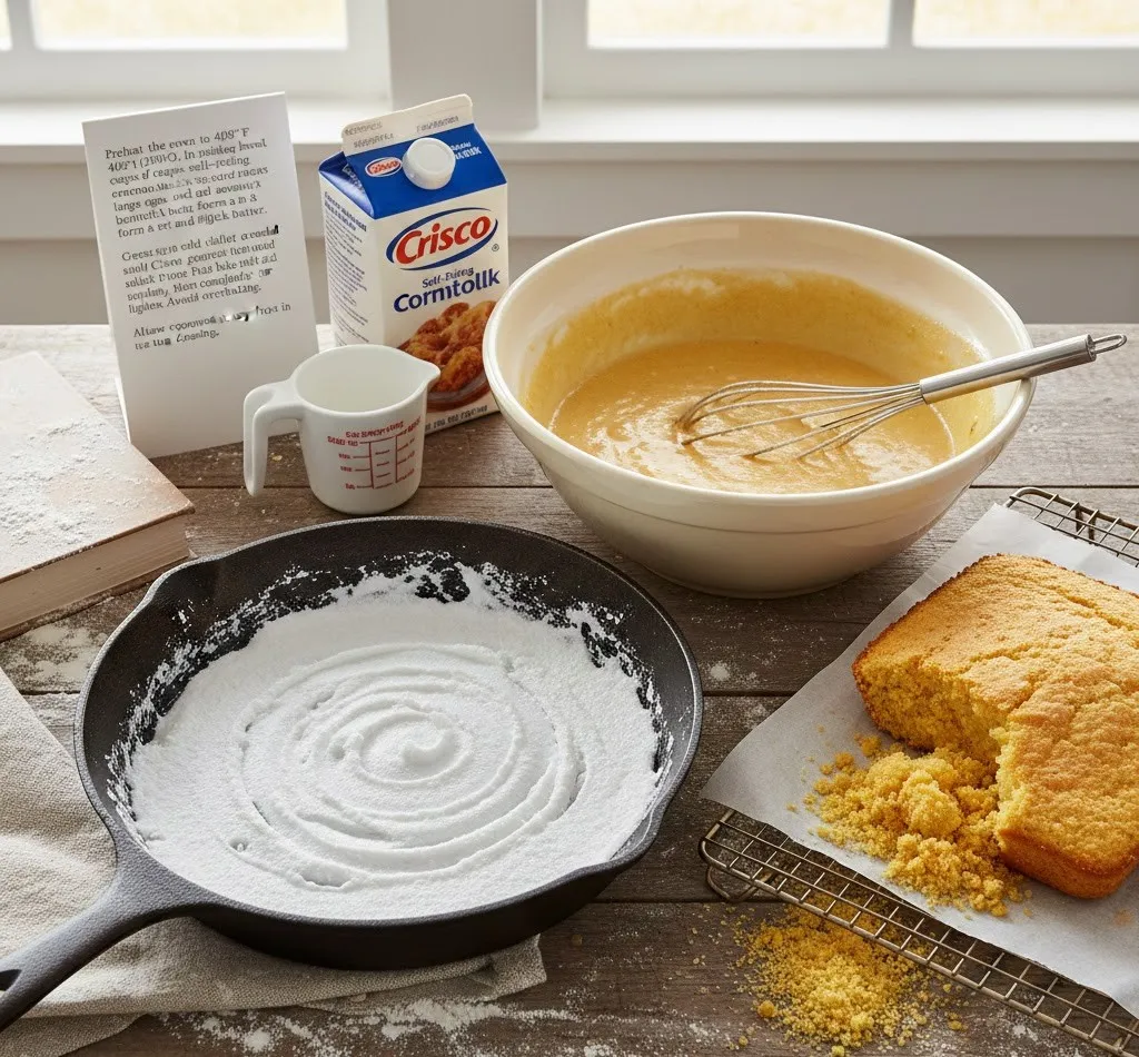 Brenda Gantt cornbread base batter in a skillet ready for baking