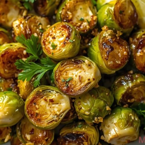 Crispy Yard House Brussels Sprouts served on a white plate with golden caramelized edges