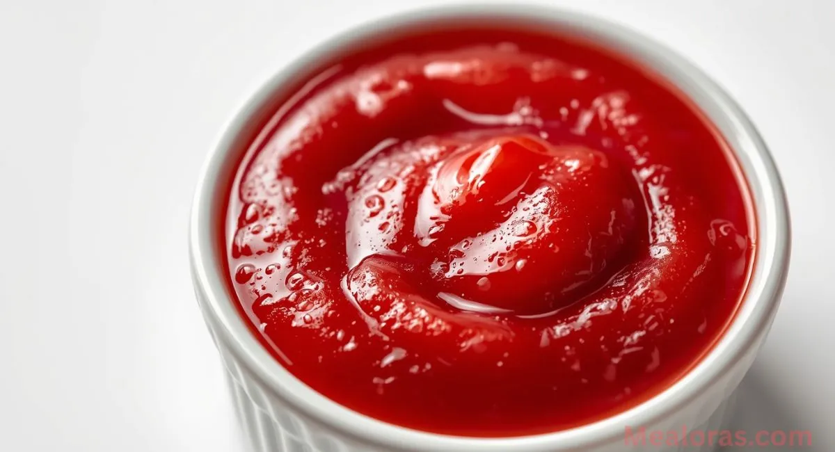 strawberry sauce in a glass bowl with vibrant red color, perfect for desserts and breakfast toppings