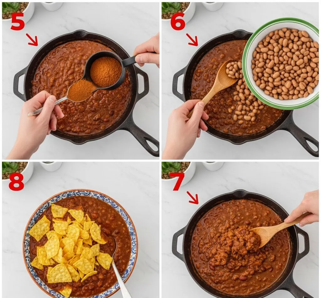 Pepper Belly Pete Chili simmering in a pot, thick and rich