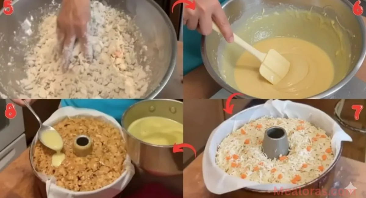 Sugar and orange juice simmering in a saucepan to make a warm glaze for Orange Slice Cake