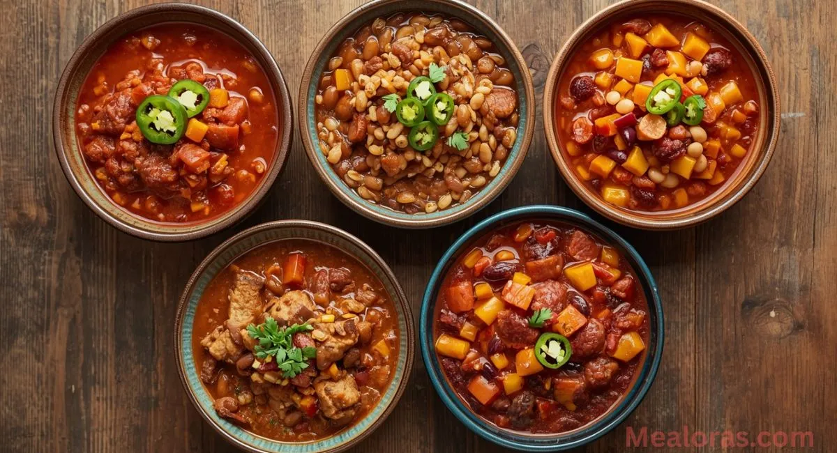 Five easy variations of Pepper Belly Pete Chili, including spicy, mild, lean, vegetarian, and slow cooker options