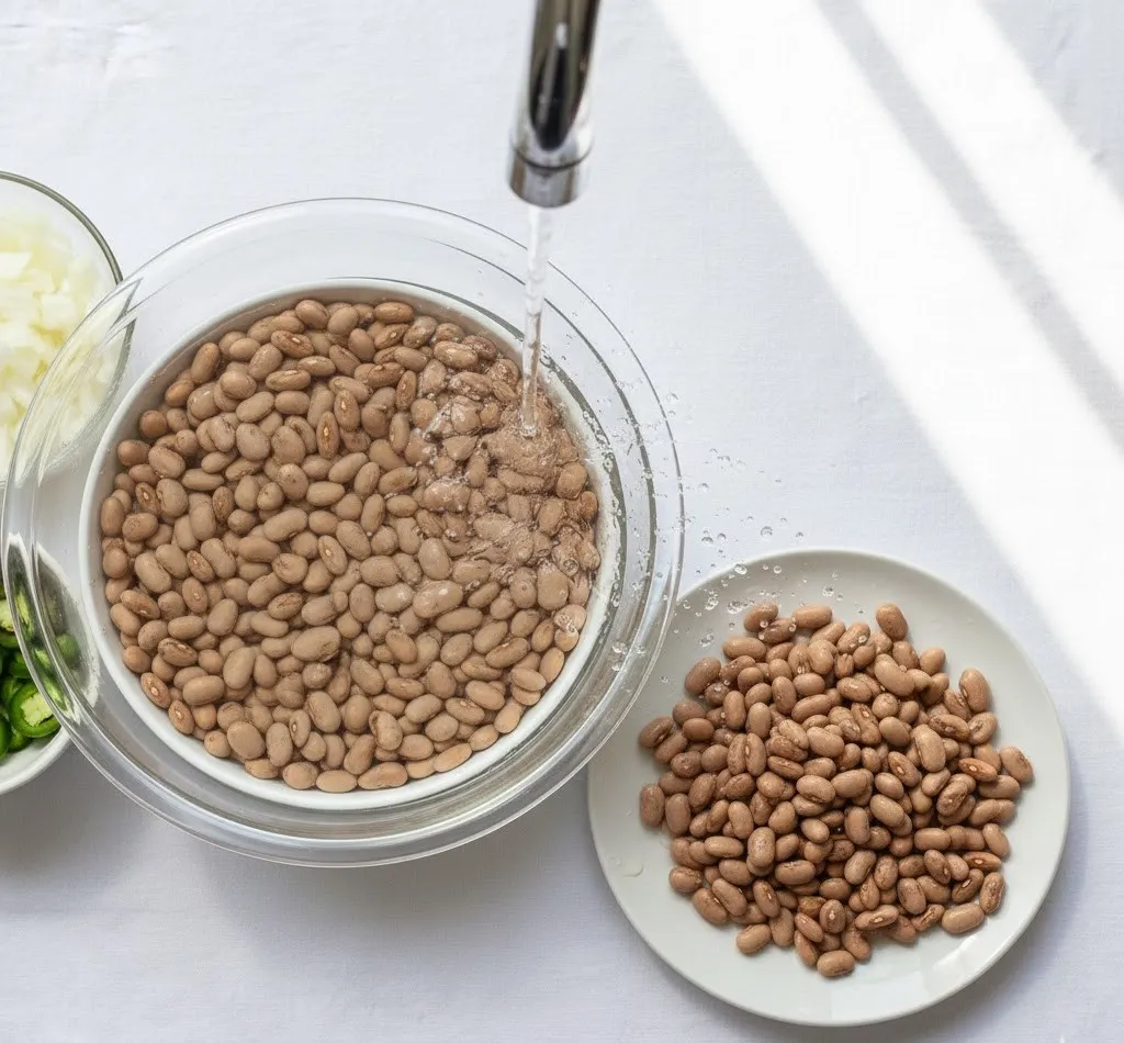 Soaking and rinsing pinto beans for Bojangles copycat recipe