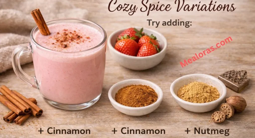 Strawberry Moon Milk with a pinch of cinnamon and nutmeg for extra warmth