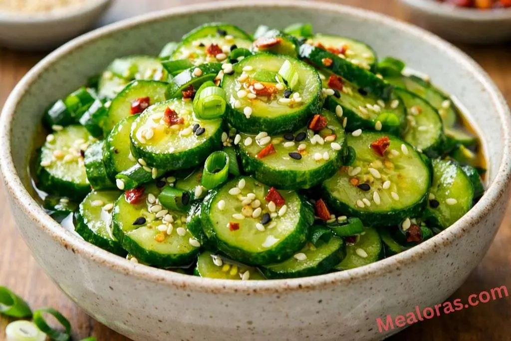 Crunchy Asian Cucumber Salad serve ready