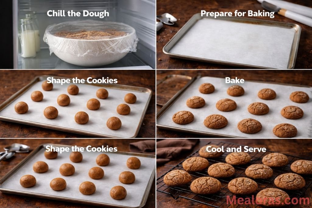 Round balls of gingerbread dough spaced out on a baking sheet with parchment paper