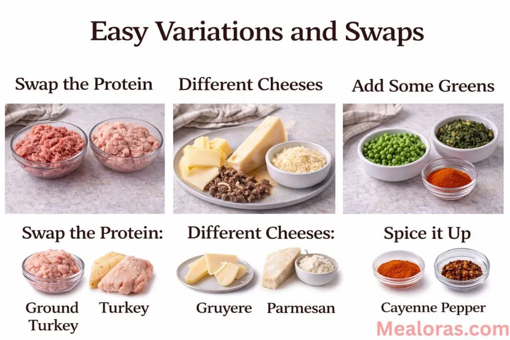 potato casserole slice topped with fresh herbs and extra melted cheese