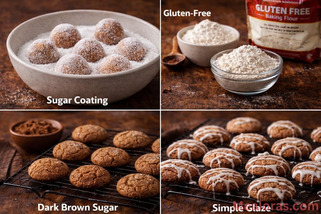 Soft gingerbread cookies rolled in sparkling granulated sugar before baking