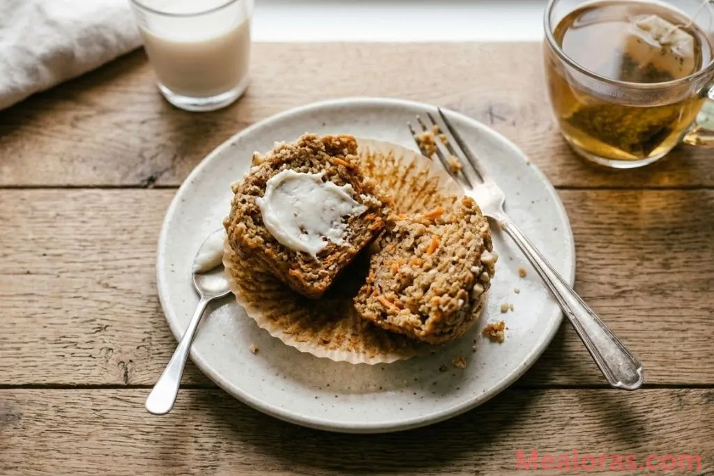 baked healthy carrot cake muffin