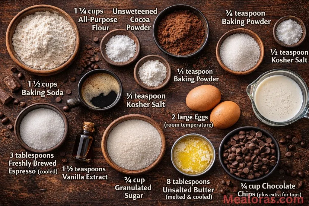 Perfectly domed chocolate muffins with a rich espresso aroma