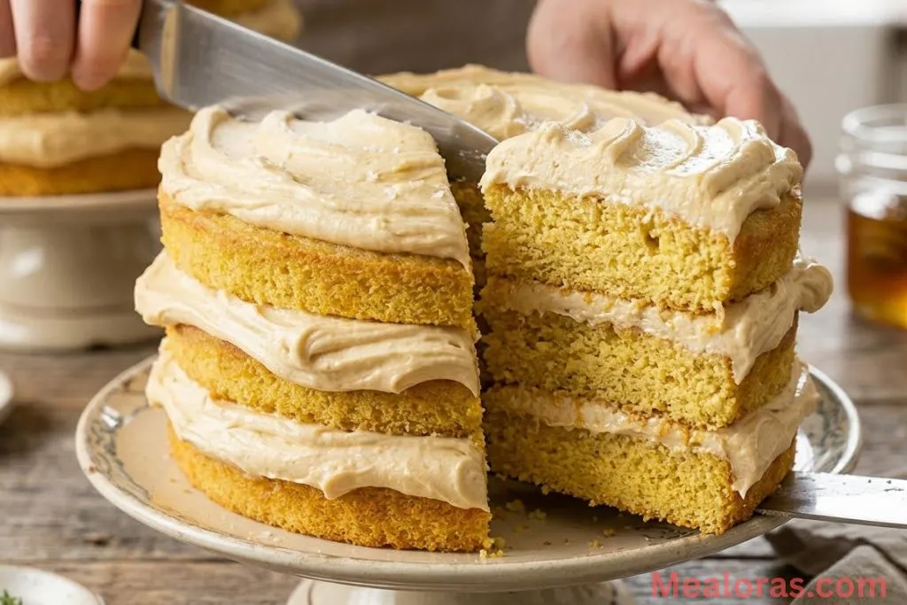 The ultimate golden-layered dessert with honey-infused frosting