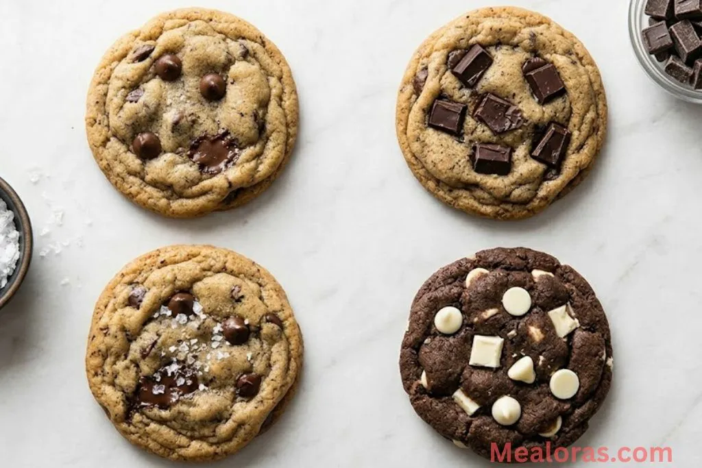 espresso cookies topped with flaky sea salt and dark chocolate