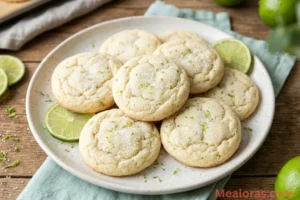 of soft lime sugar cookies on a white plate