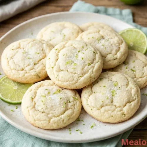 of soft lime sugar cookies on a white plate