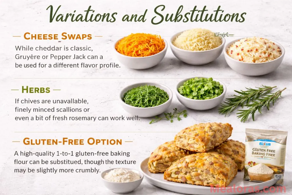 Savory scones with different cheese and herb toppings