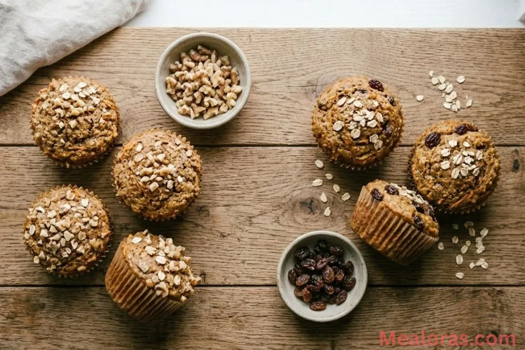 a moist carrot cake muffin split