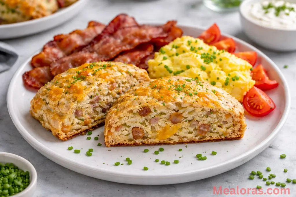A warm bacon scone with a pat of melting butter