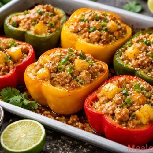Teriyaki Pineapple Chicken Stuffed Peppers
