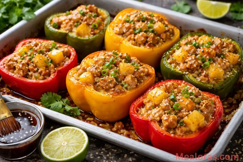 Teriyaki Pineapple Chicken Stuffed Peppers