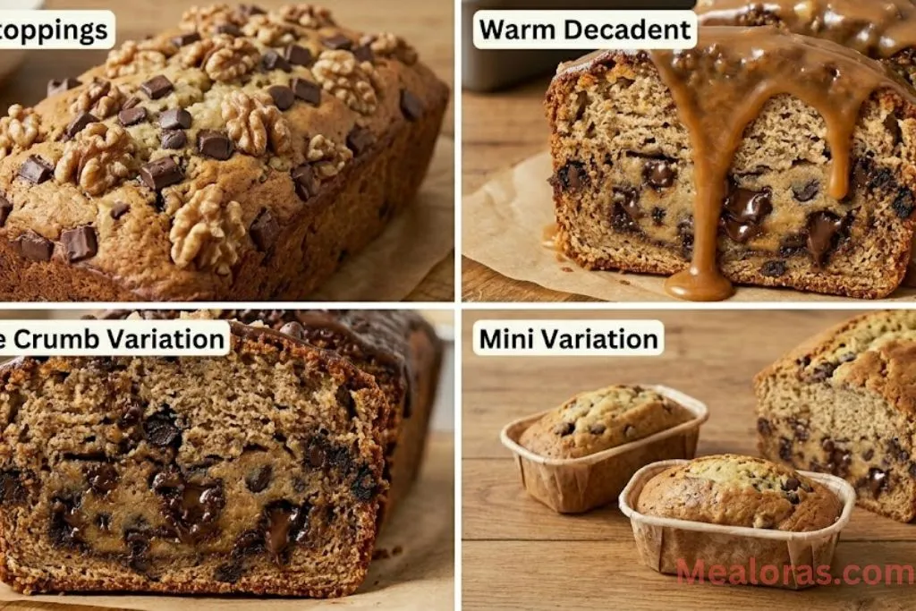Different variations of banana bread