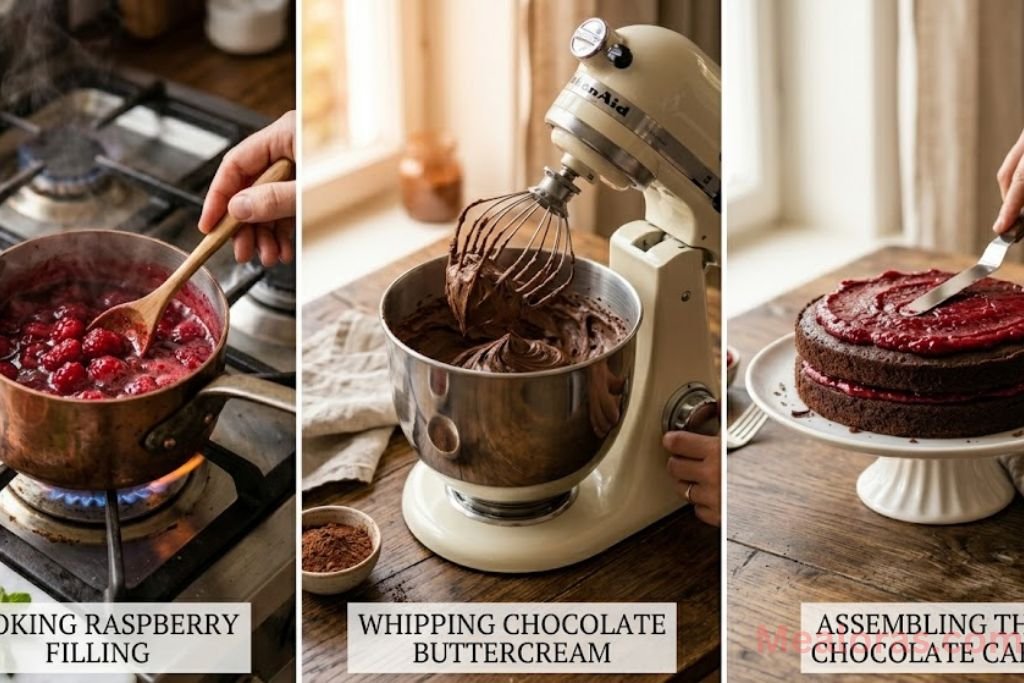 Cooking, whipping, and assembling a cake