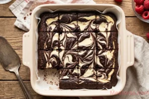 Marble brownies with cheesecake swirl