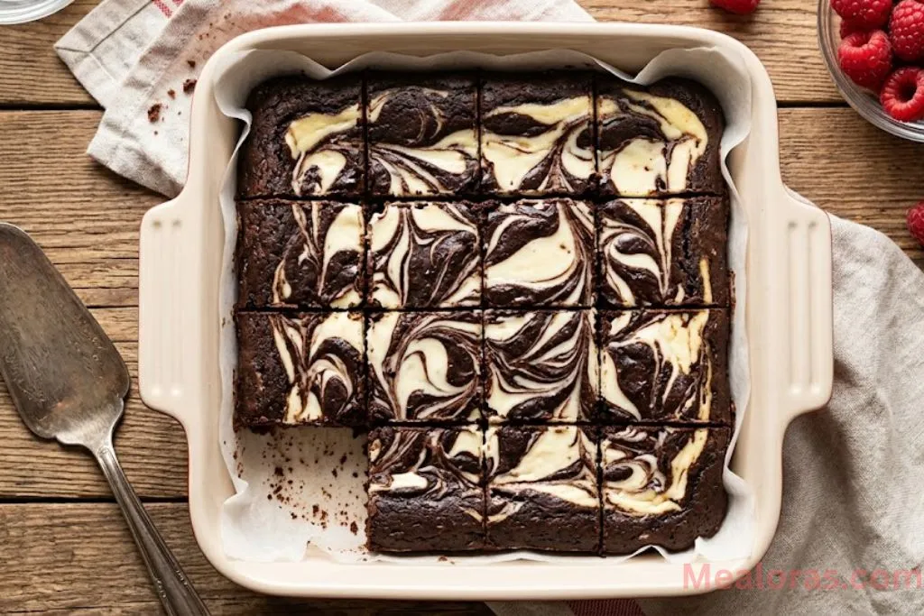 Marble brownies with cheesecake swirl