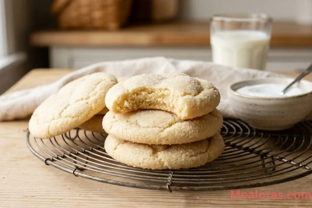 soft sugar cookies with a dusting of granulated sugar