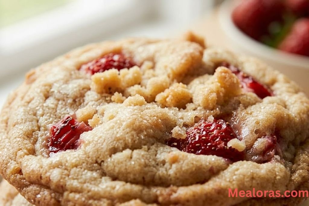 Delicious strawberry shortcake cookies close-up
