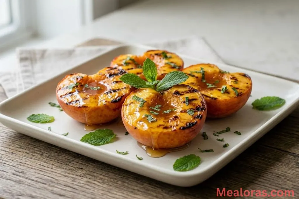 Grilled Peaches with Honey and Mint