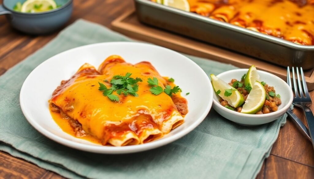 Cheesy Beef Enchiladas serving