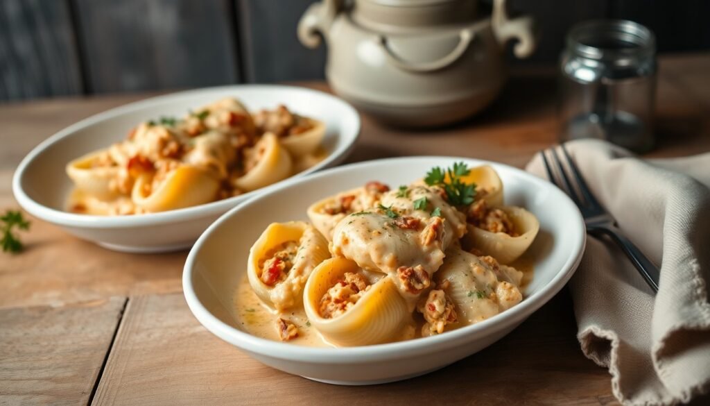 Creamy Stuffed Shells serving