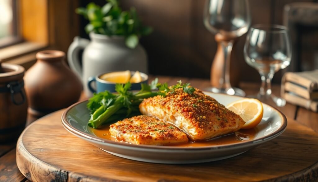 Crispy Salmon serving